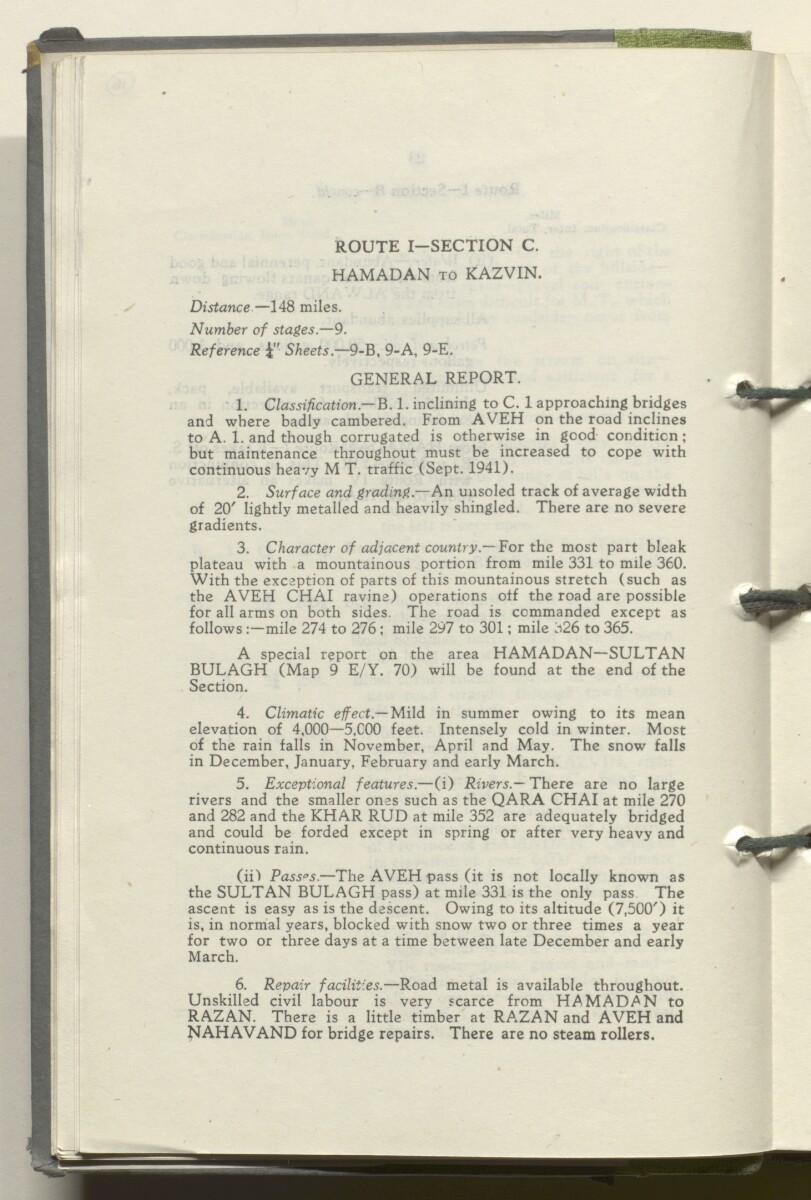 ‘M.T. Routes in Persia. Volume 1 – Main Routes. 1942’ [&lrm;16v] (37/498)