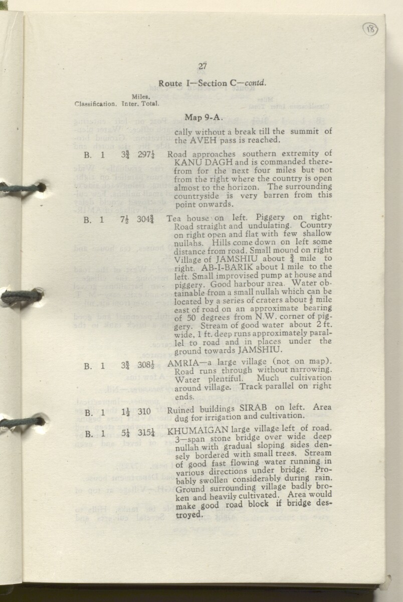 ‘M.T. Routes in Persia. Volume 1 – Main Routes. 1942’ [&lrm;18r] (40/498)