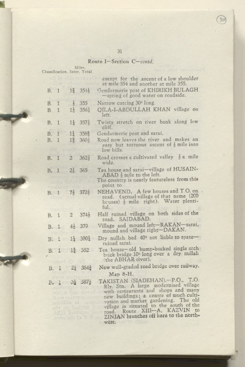 ‘M.T. Routes in Persia. Volume 1 – Main Routes. 1942’ [&lrm;20r] (44/498)