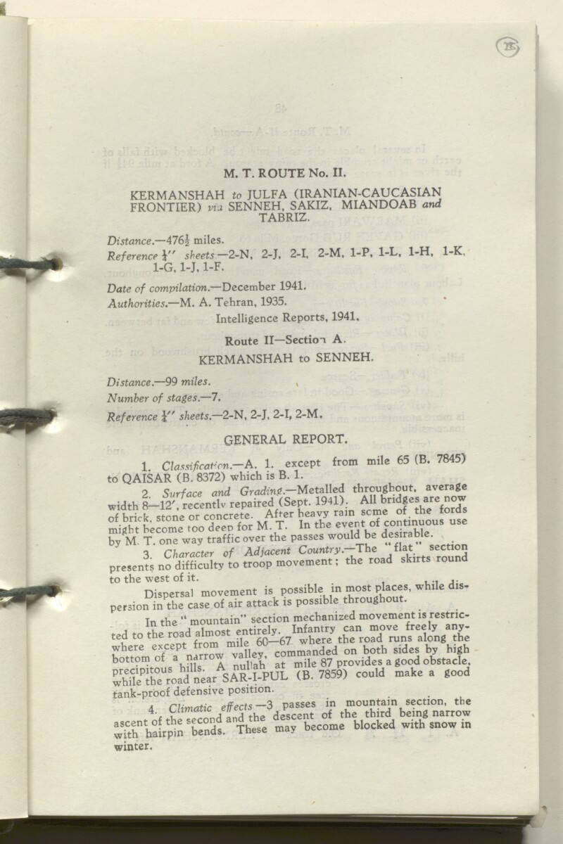 ‘M.T. Routes in Persia. Volume 1 – Main Routes. 1942’ [&lrm;28r] (60/498)