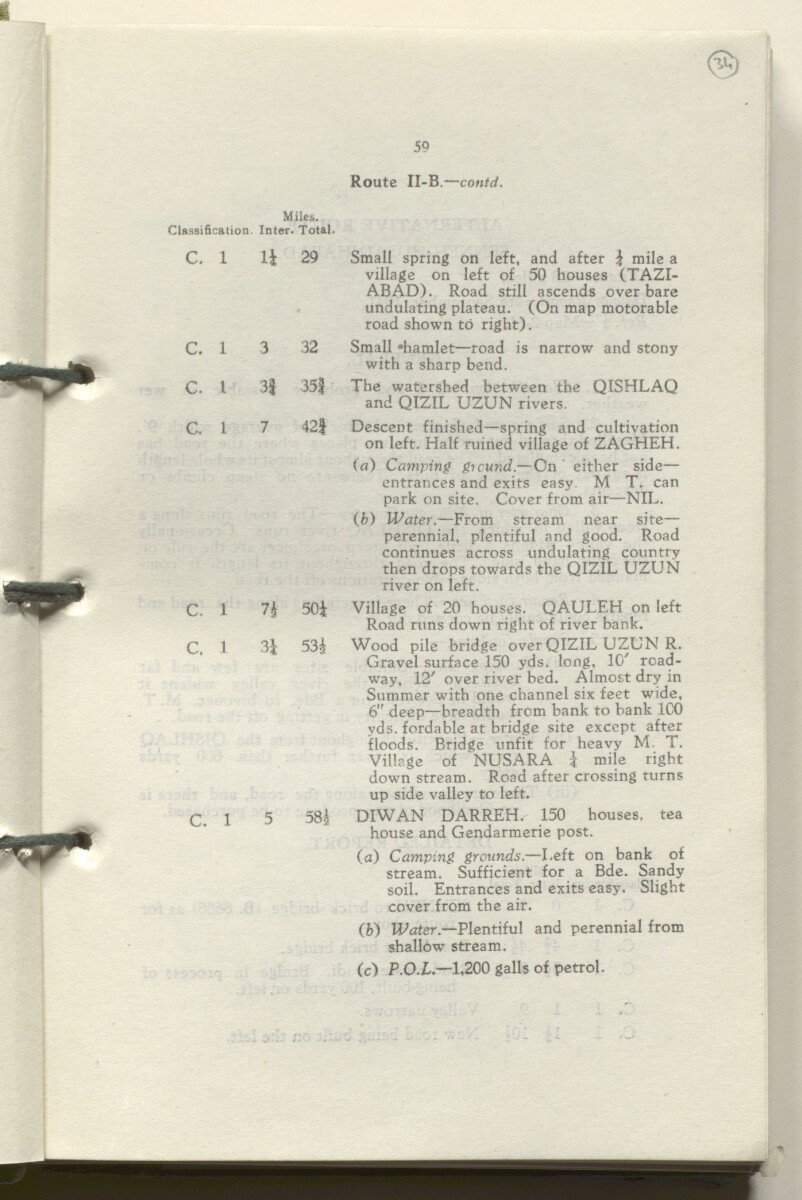‘M.T. Routes in Persia. Volume 1 – Main Routes. 1942’ [&lrm;34r] (72/498)