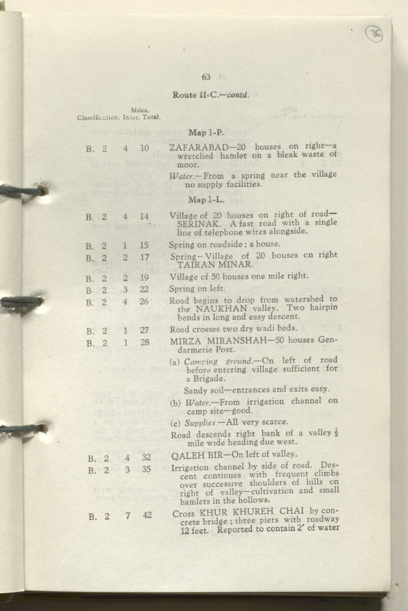 ‘M.T. Routes in Persia. Volume 1 – Main Routes. 1942’ [&lrm;36r] (76/498)