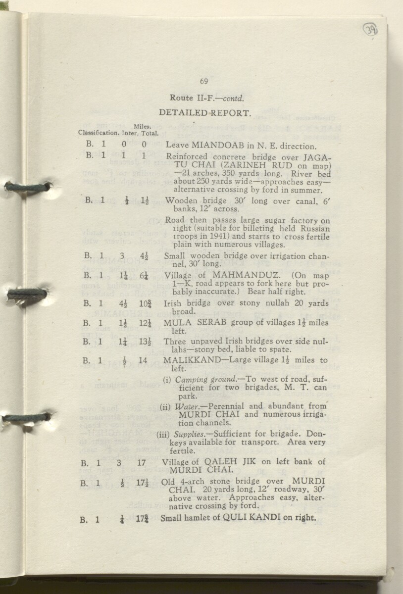 ‘M.T. Routes in Persia. Volume 1 – Main Routes. 1942’ [&lrm;39r] (82/498)