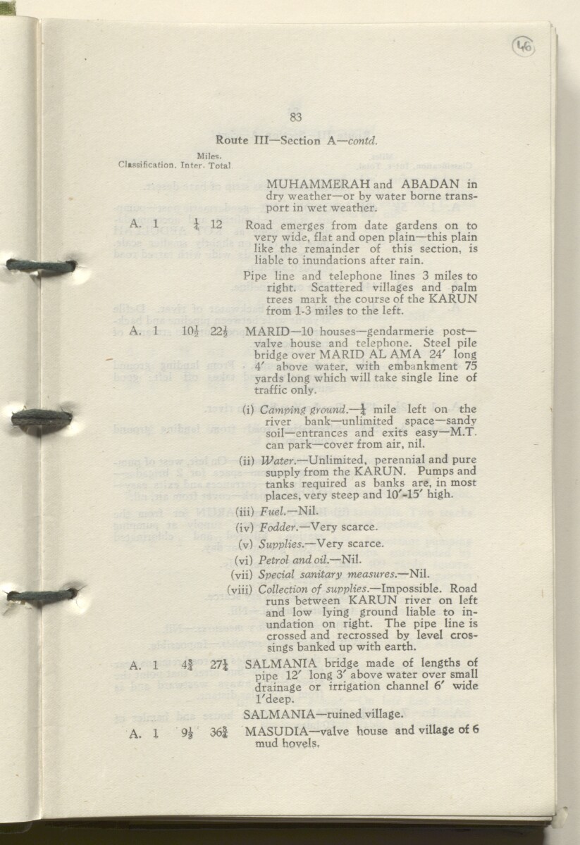 ‘M.T. Routes in Persia. Volume 1 – Main Routes. 1942’ [&lrm;46r] (96/498)