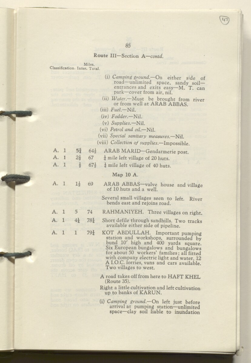 ‘M.T. Routes in Persia. Volume 1 – Main Routes. 1942’ [&lrm;47r] (98/498)