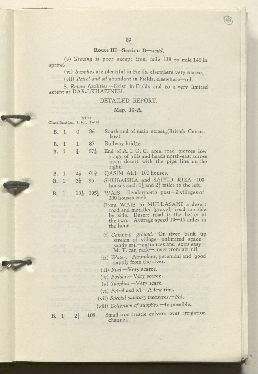 ‘M.T. Routes in Persia. Volume 1 – Main Routes. 1942’ [&lrm;49r] (102/498)