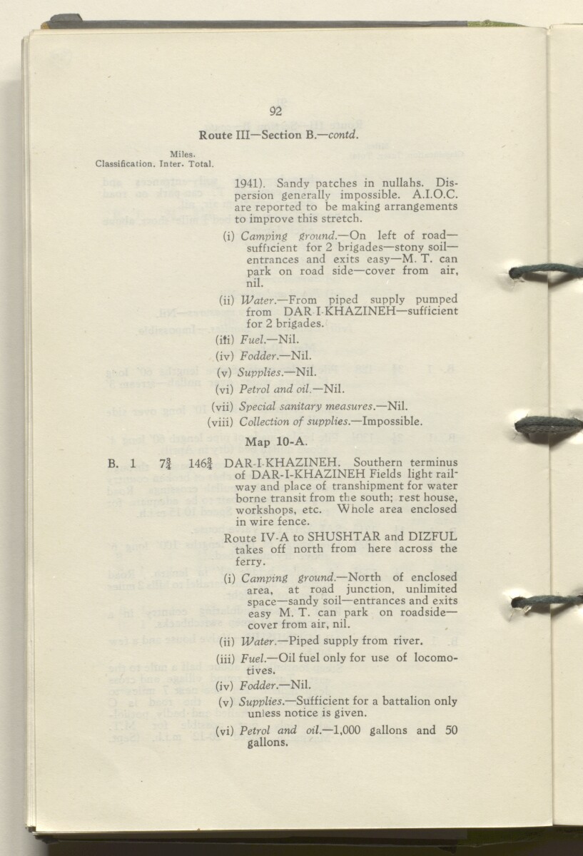 ‘M.T. Routes in Persia. Volume 1 – Main Routes. 1942’ [&lrm;50v] (105/498)