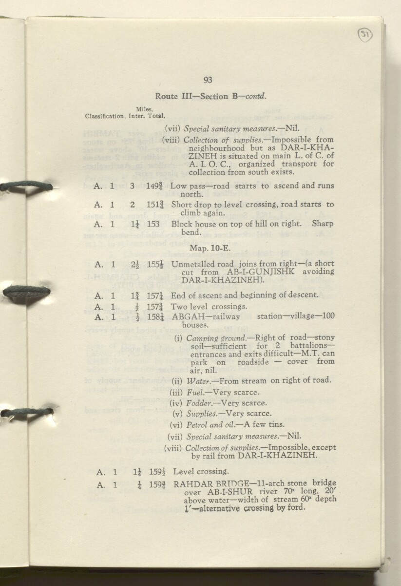 ‘M.T. Routes in Persia. Volume 1 – Main Routes. 1942’ [&lrm;51r] (106/498)