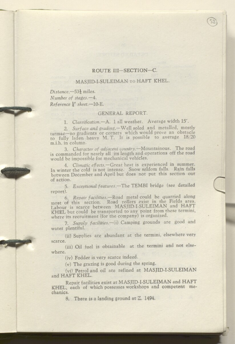 ‘M.T. Routes in Persia. Volume 1 – Main Routes. 1942’ [&lrm;52r] (108/498)