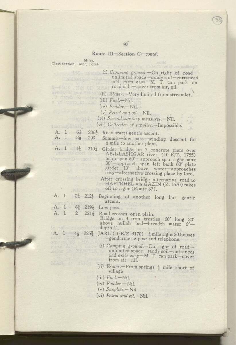 ‘M.T. Routes in Persia. Volume 1 – Main Routes. 1942’ [&lrm;53r] (110/498)