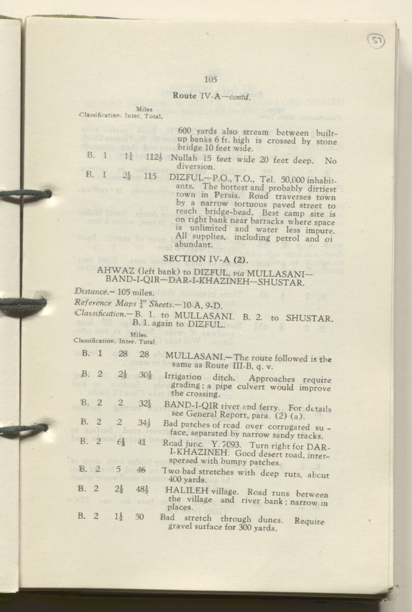 ‘M.T. Routes in Persia. Volume 1 – Main Routes. 1942’ [&lrm;57r] (118/498)