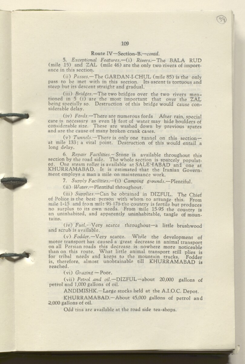 ‘M.T. Routes in Persia. Volume 1 – Main Routes. 1942’ [&lrm;59r] (122/498)
