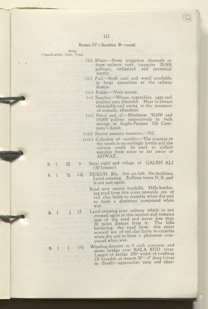 ‘M.T. Routes in Persia. Volume 1 – Main Routes. 1942’ [&lrm;60r] (124/498)