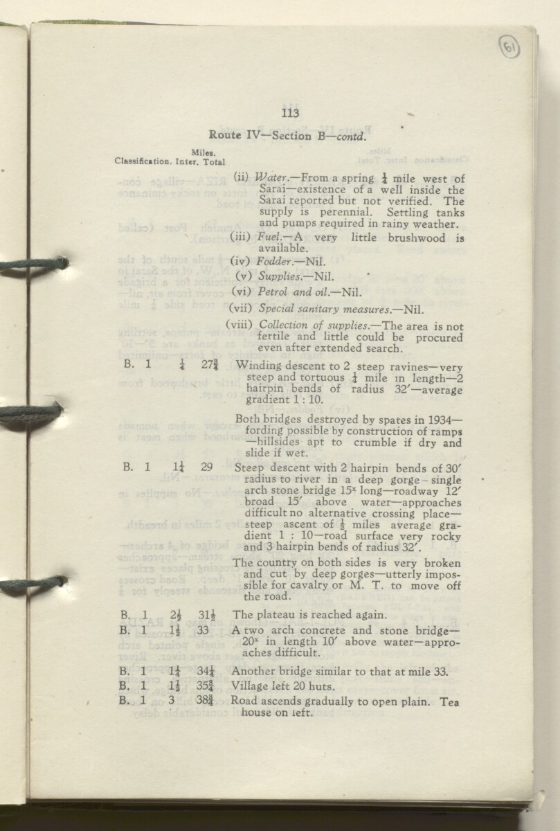 ‘M.T. Routes in Persia. Volume 1 – Main Routes. 1942’ [&lrm;61r] (126/498)