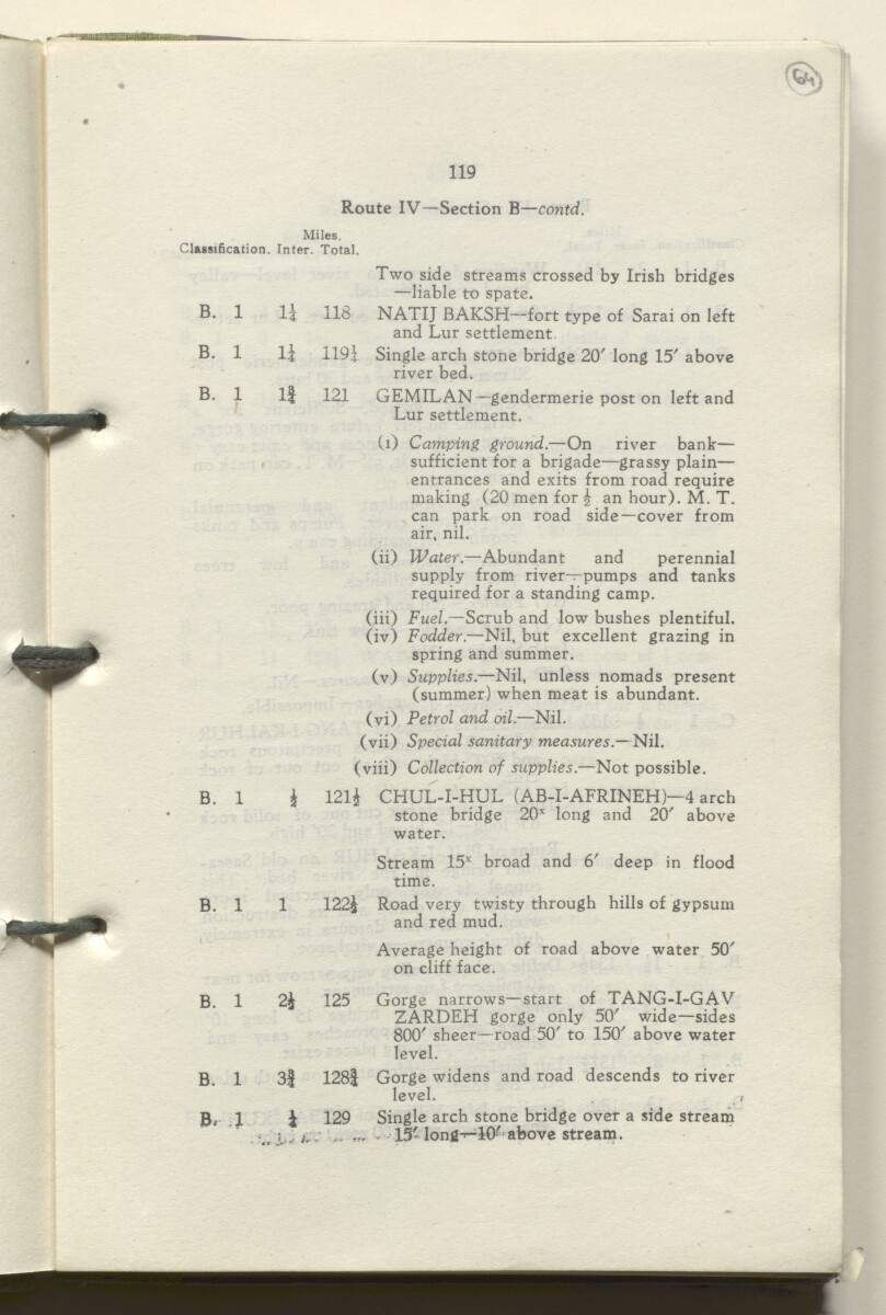 ‘M.T. Routes in Persia. Volume 1 – Main Routes. 1942’ [&lrm;64r] (132/498)