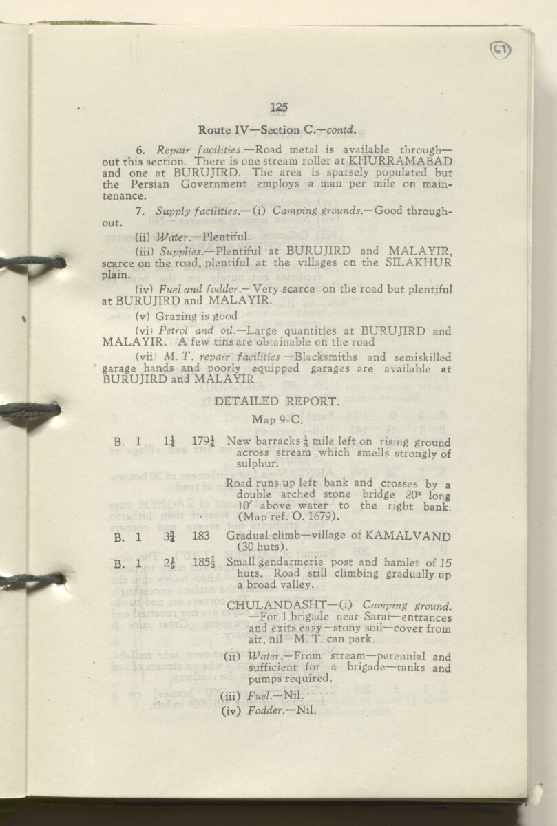 ‘M.T. Routes in Persia. Volume 1 – Main Routes. 1942’ [&lrm;67r] (138/498)