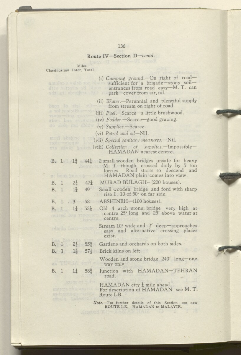 ‘M.T. Routes in Persia. Volume 1 – Main Routes. 1942’ [&lrm;72v] (149/498)