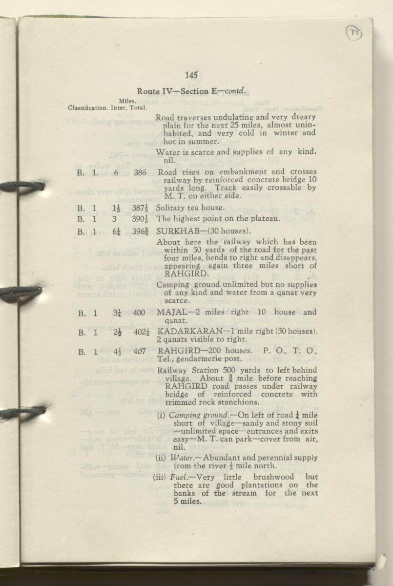 ‘M.T. Routes in Persia. Volume 1 – Main Routes. 1942’ [&lrm;77r] (158/498)
