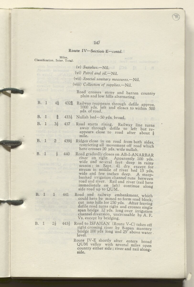 ‘M.T. Routes in Persia. Volume 1 – Main Routes. 1942’ [&lrm;78r] (160/498)