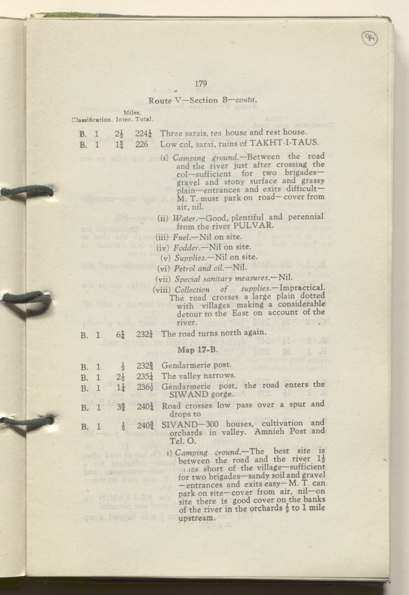 ‘M.T. Routes in Persia. Volume 1 – Main Routes. 1942’ [&lrm;94r] (192/498)