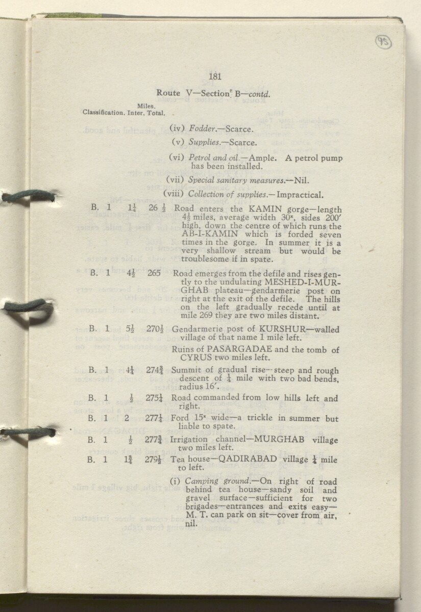 ‘M.T. Routes in Persia. Volume 1 – Main Routes. 1942’ [&lrm;95r] (194/498)