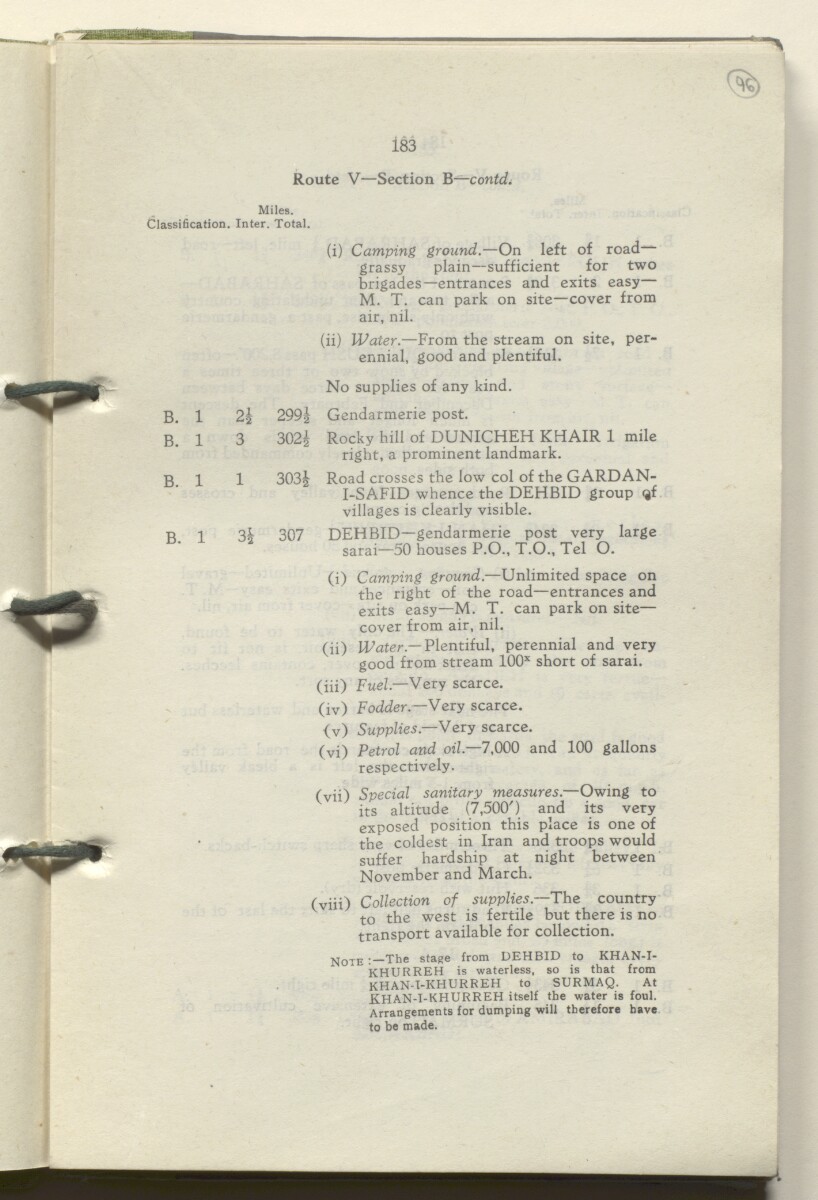 ‘M.T. Routes in Persia. Volume 1 – Main Routes. 1942’ [&lrm;96r] (196/498)
