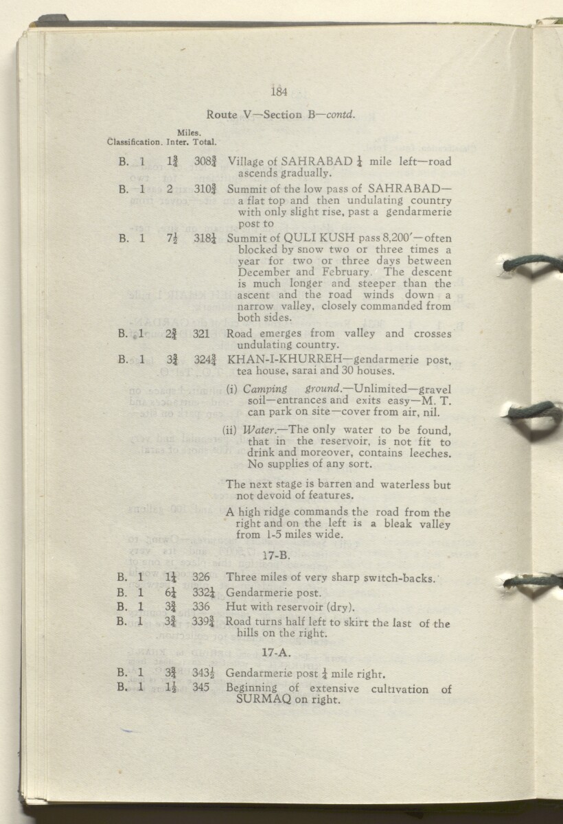 ‘M.T. Routes in Persia. Volume 1 – Main Routes. 1942’ [&lrm;96v] (197/498)