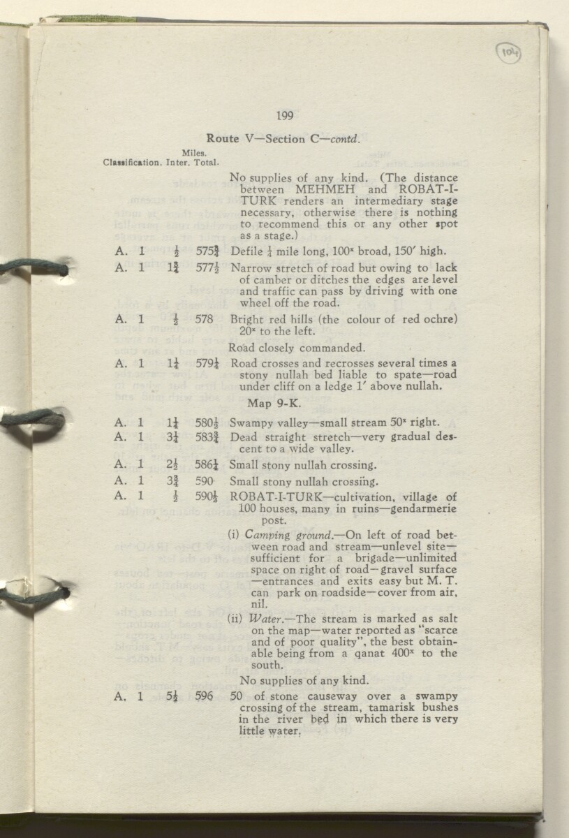 ‘M.T. Routes in Persia. Volume 1 – Main Routes. 1942’ [&lrm;104r] (212/498)