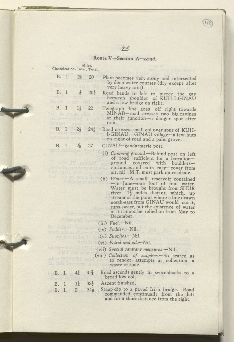 ‘M.T. Routes in Persia. Volume 1 – Main Routes. 1942’ [&lrm;112r] (228/498)