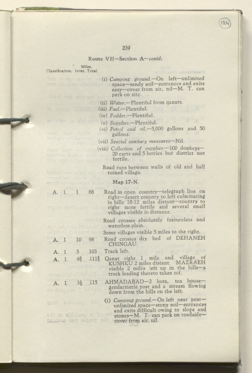 ‘M.T. Routes in Persia. Volume 1 – Main Routes. 1942’ [&lrm;124r] (252/498)