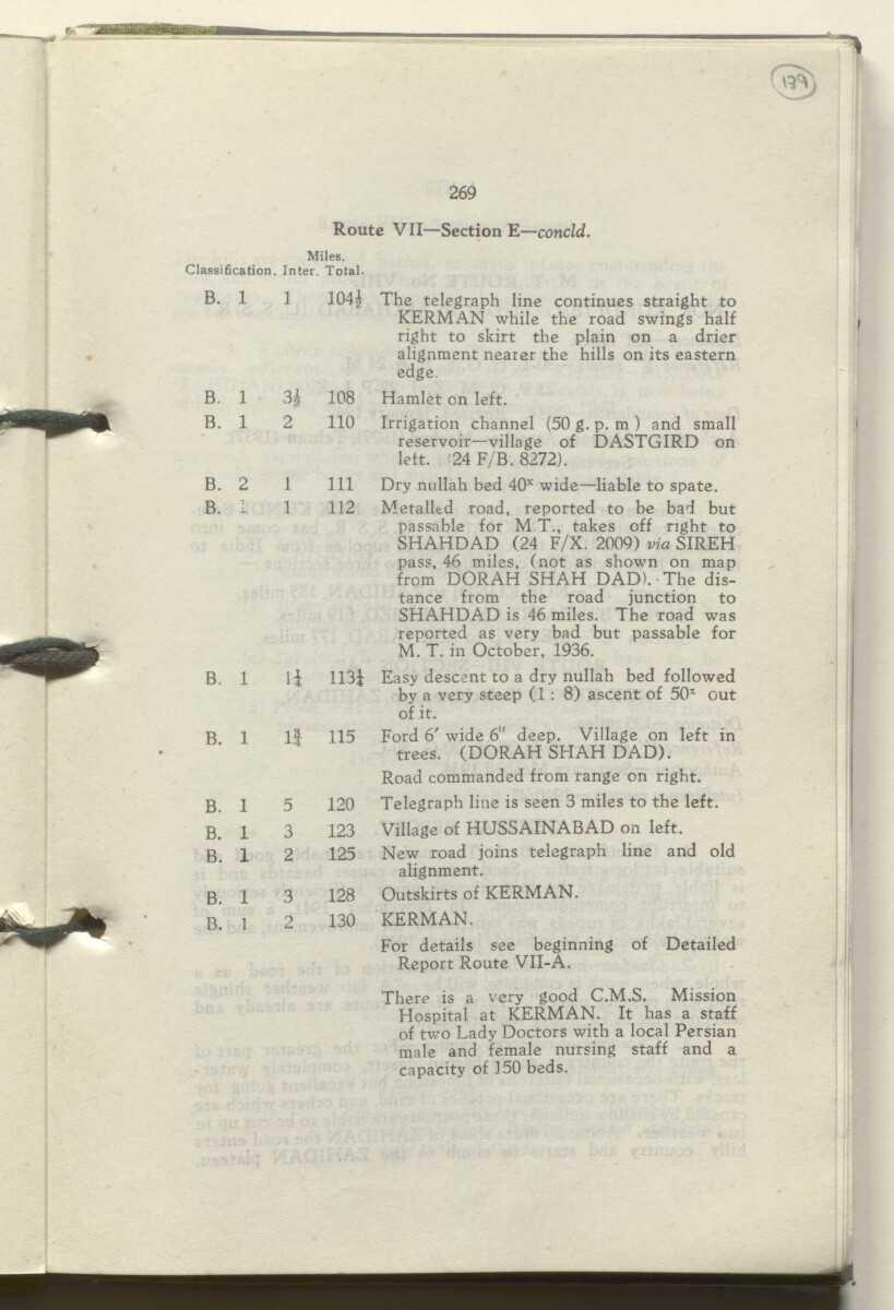 ‘M.T. Routes in Persia. Volume 1 – Main Routes. 1942’ [&lrm;139r] (282/498)