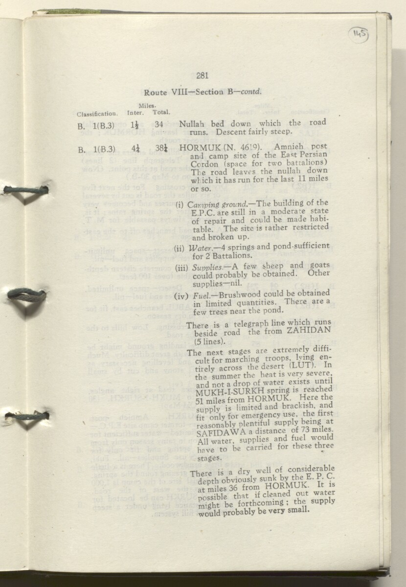‘M.T. Routes in Persia. Volume 1 – Main Routes. 1942’ [&lrm;145r] (294/498)