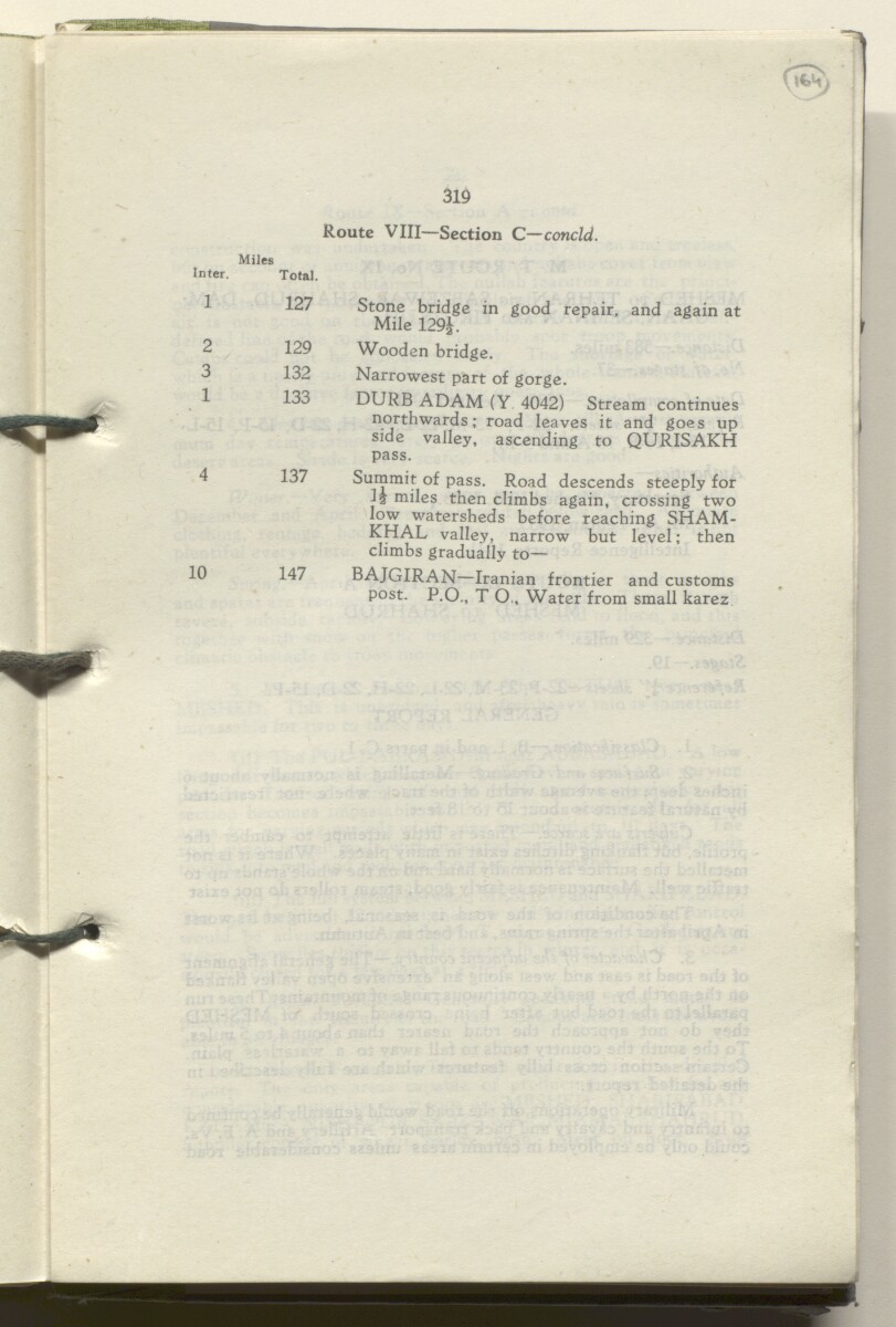 ‘M.T. Routes in Persia. Volume 1 – Main Routes. 1942’ [&lrm;164r] (332/498)