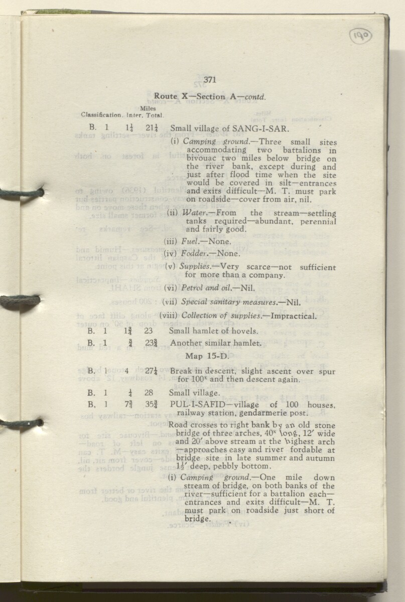 ‘M.T. Routes in Persia. Volume 1 – Main Routes. 1942’ [&lrm;190r] (384/498)