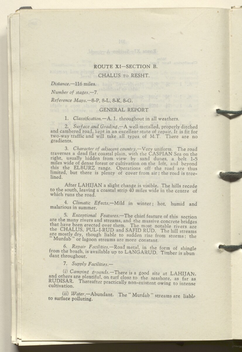 ‘M.T. Routes in Persia. Volume 1 – Main Routes. 1942’ [&lrm;200v] (405/498)