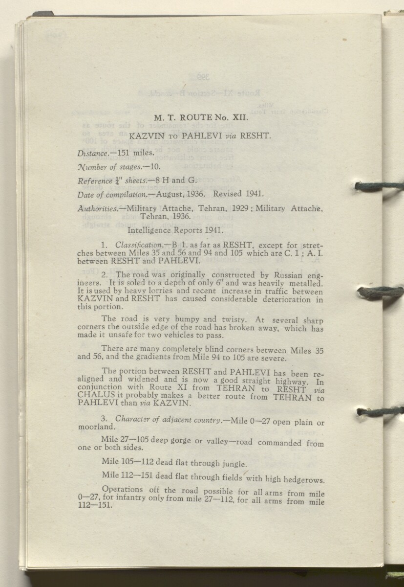 ‘M.T. Routes in Persia. Volume 1 – Main Routes. 1942’ [&lrm;204v] (413/498)