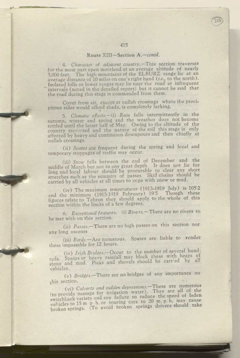 ‘M.T. Routes in Persia. Volume 1 – Main Routes. 1942’ [&lrm;212r] (428/498)