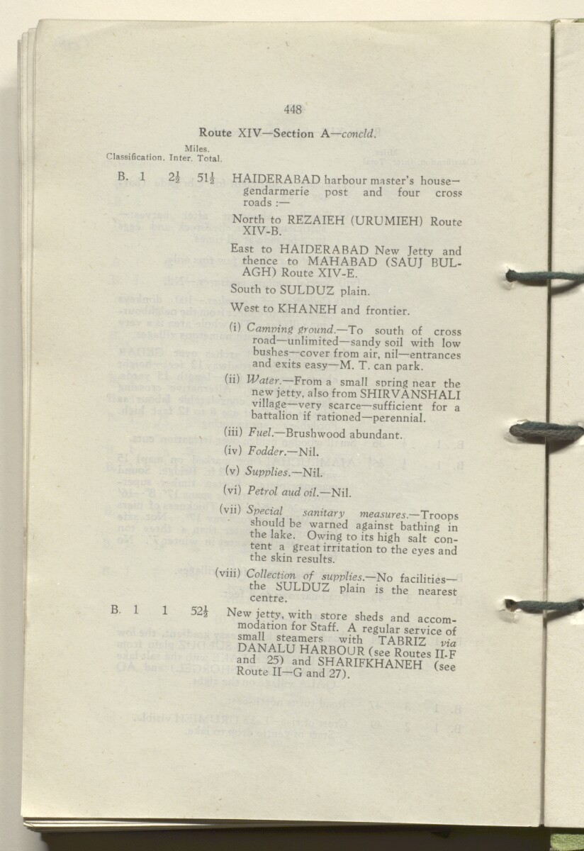 ‘M.T. Routes in Persia. Volume 1 – Main Routes. 1942’ [&lrm;228v] (461/498)