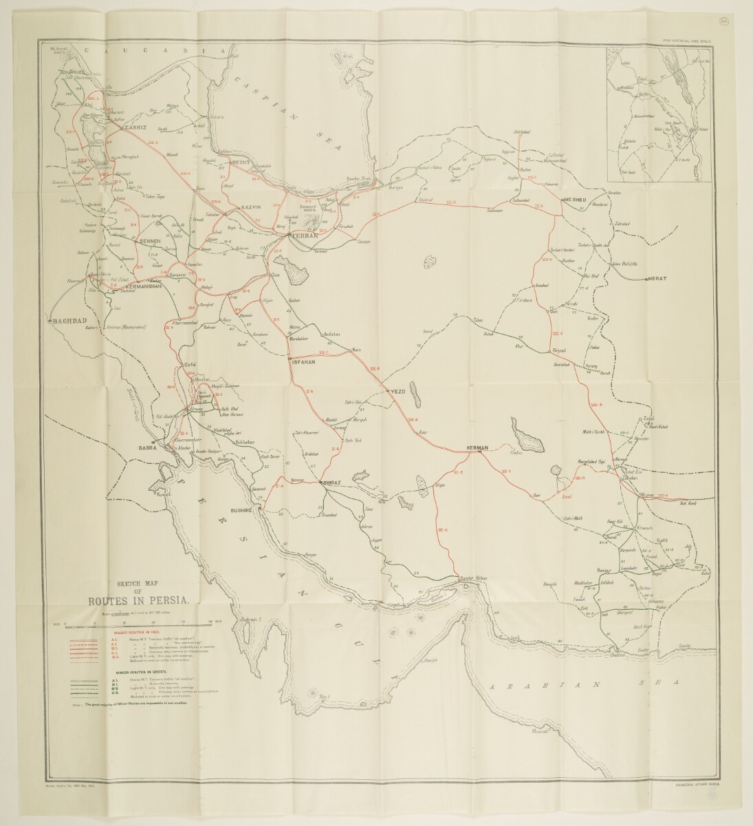 ‘Sketch Map of Routes into Persia.’ [&lrm;246r] (1/2)