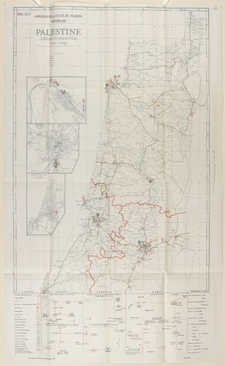 الخريطة رقم ١ رسم تخطيطي إداري في فلسطين في أكتوبر ١٩٣٦ الخريطة 