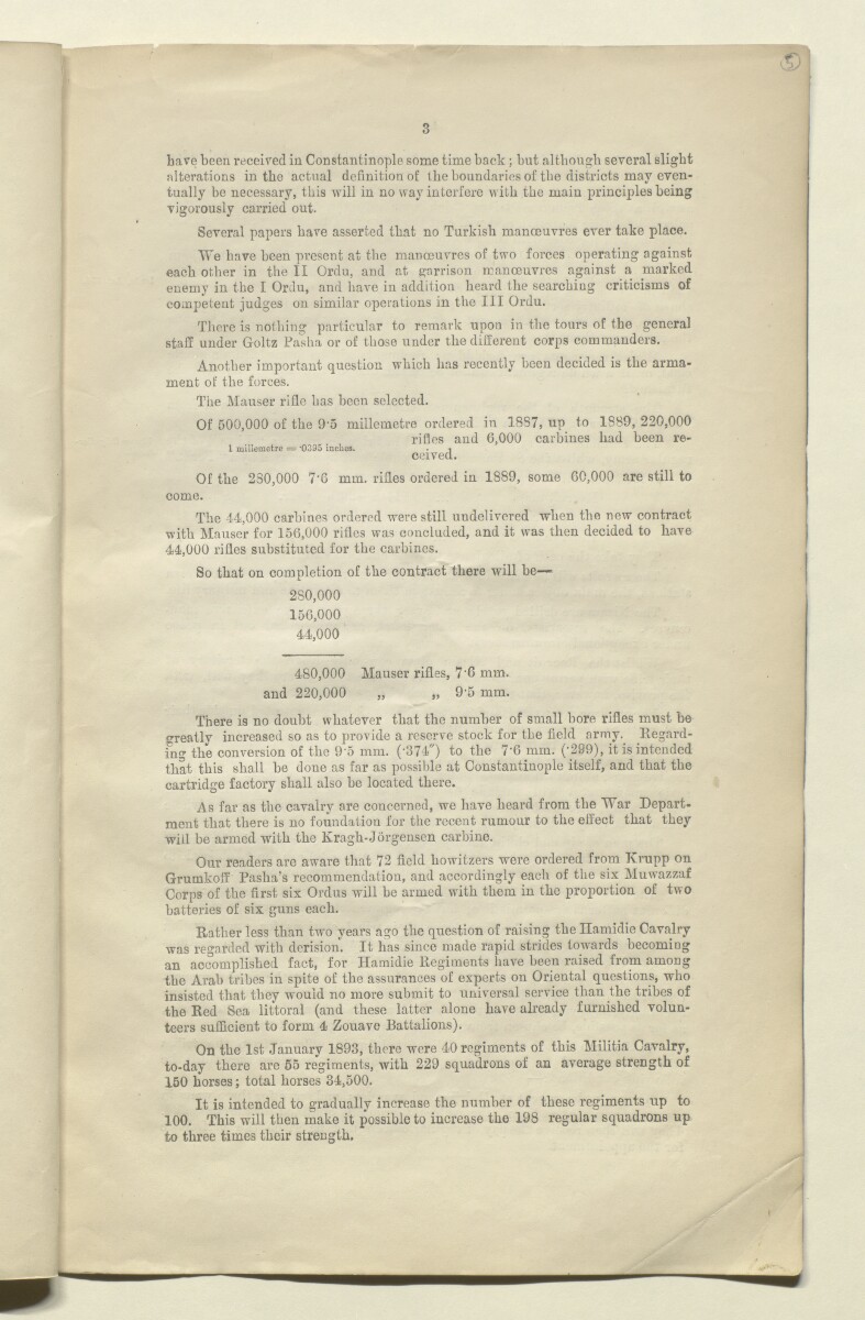 The Development Of The Military Strength Of Turkey. [Translated From The  International Revue For November 1893 And Die Reichswehr For February  1894.]' [‎5R] (9/16) | Qatar Digital Library