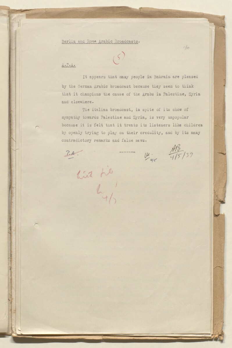 'File 4/1 (1.a/46) Arabic broadcasts by foreign stations' [&lrm;26r] (53/70)