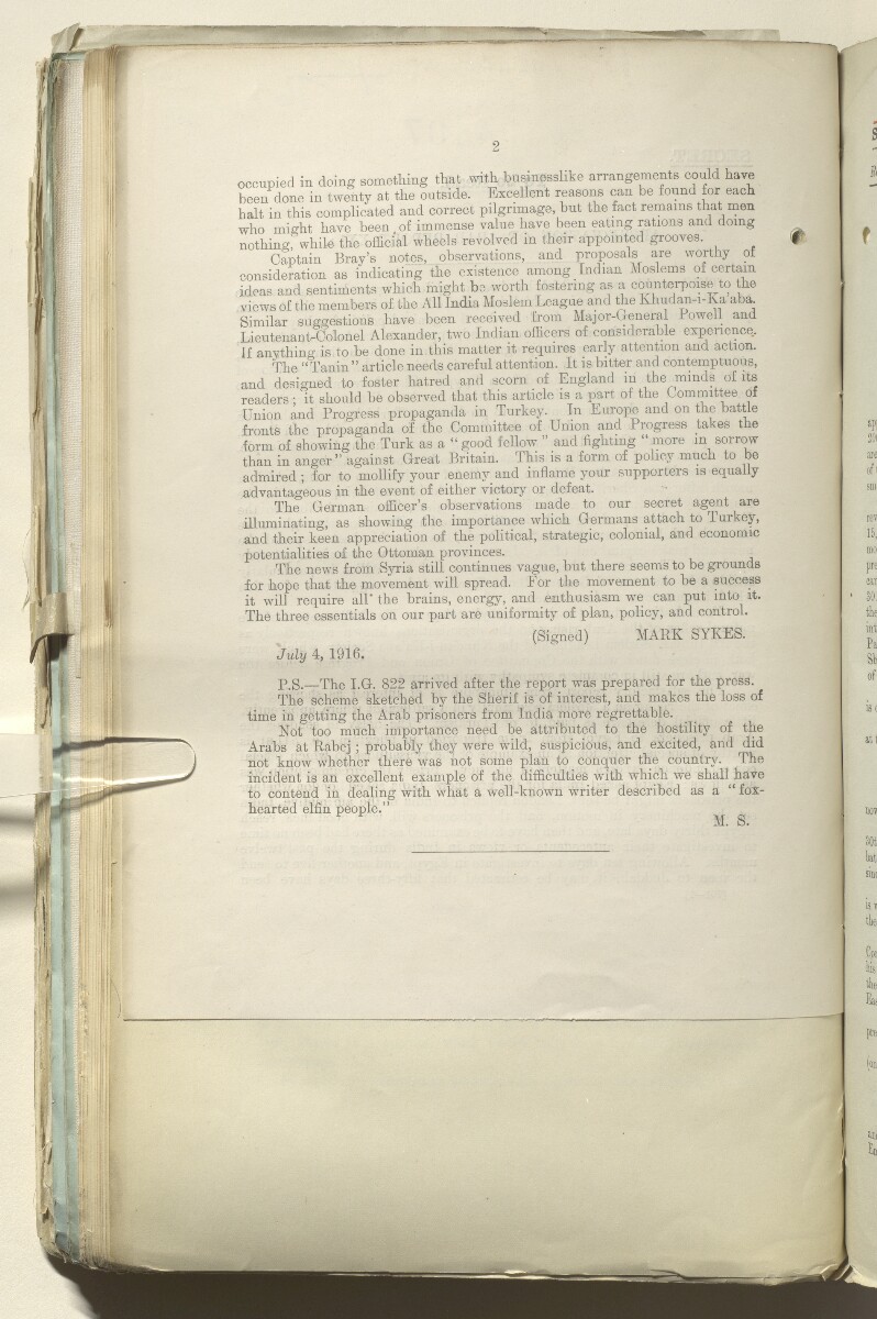 File 705/1916 Pt 1 'Arab revolt: reports' [&lrm;246v] (40/494)