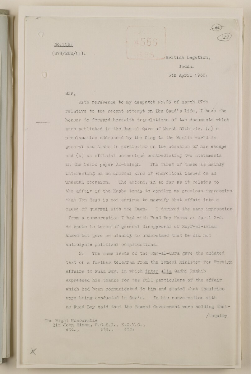 Coll 6/16 'Future of: Royal Family. Probable happenings on the death of Ibn Saud.' [&lrm;122r] (244/440)