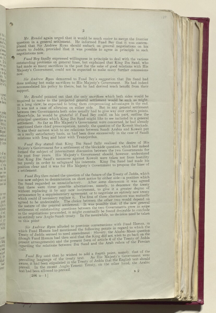 Coll 6/21(1) 'Hejaz-Nejd: Relations with H.M.G.: Hejaz Legation in London and British Minister in Jeddah.' [&lrm;139r] (288/914)