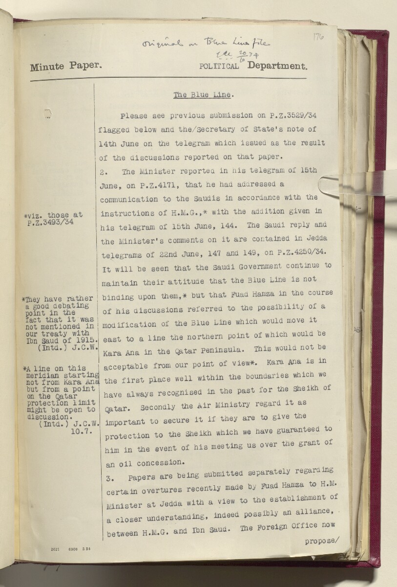 Coll 6/21(1) 'Hejaz-Nejd: Relations with H.M.G.: Hejaz Legation in London and British Minister in Jeddah.' [&lrm;176r] (362/914)
