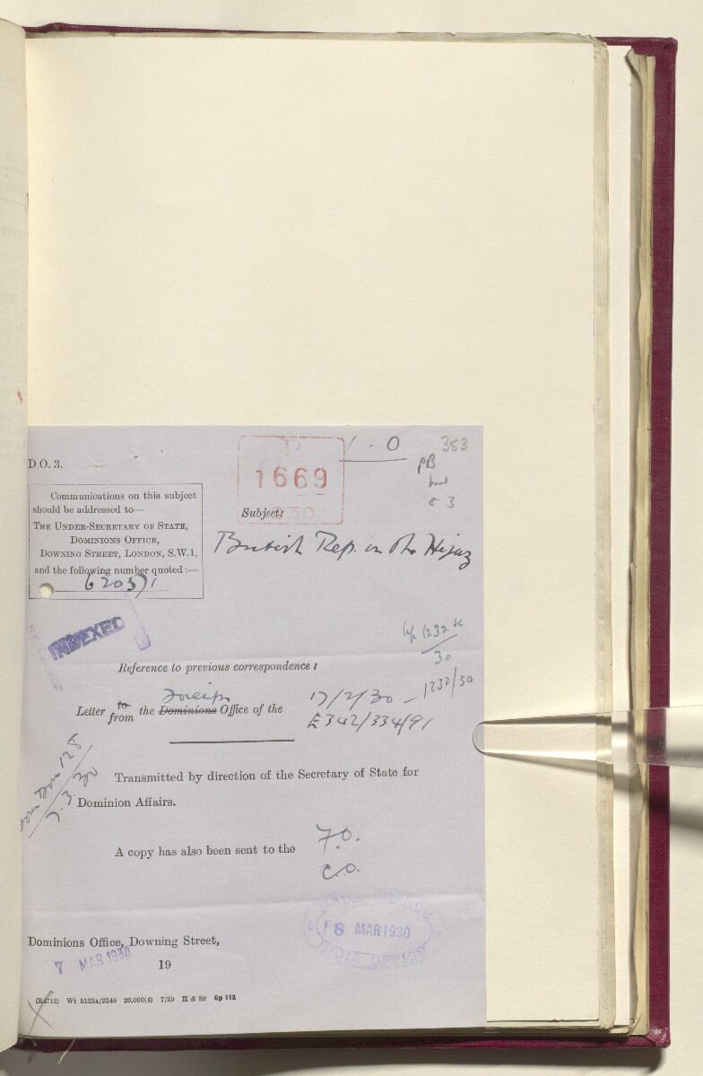 Coll 6/21(1) 'Hejaz-Nejd: Relations with H.M.G.: Hejaz Legation in London and British Minister in Jeddah.' [&lrm;353r] (716/914)