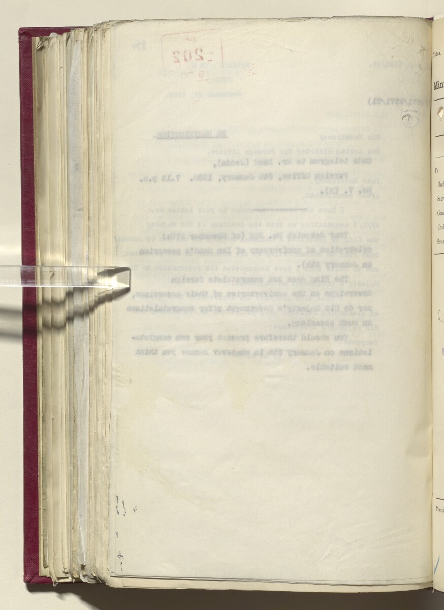 Coll 6/21(1) 'Hejaz-Nejd: Relations with H.M.G.: Hejaz Legation in London and British Minister in Jeddah.' [&lrm;374v] (759/914)