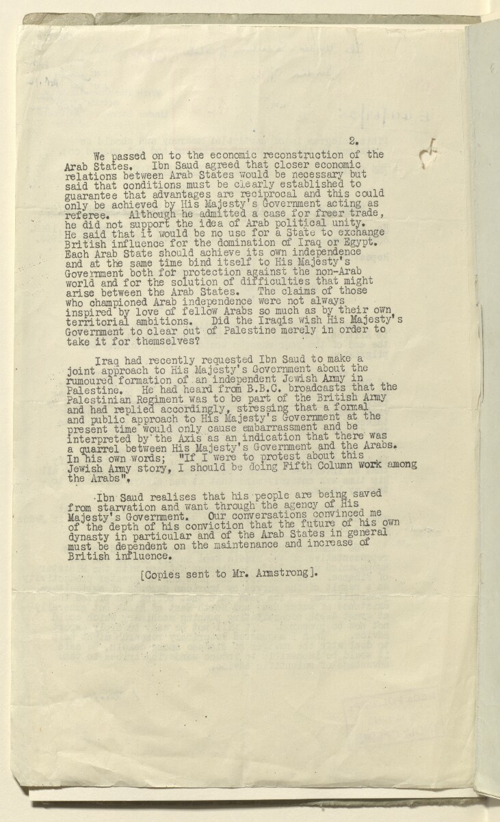 Coll 6/21(2) 'Saudi Arabia: Relations with H.M.G.: Saudi Legation in London and British Minister in Jeddah. Prolongation of Treaty of Jedda.' [&lrm;9v] (18/761)