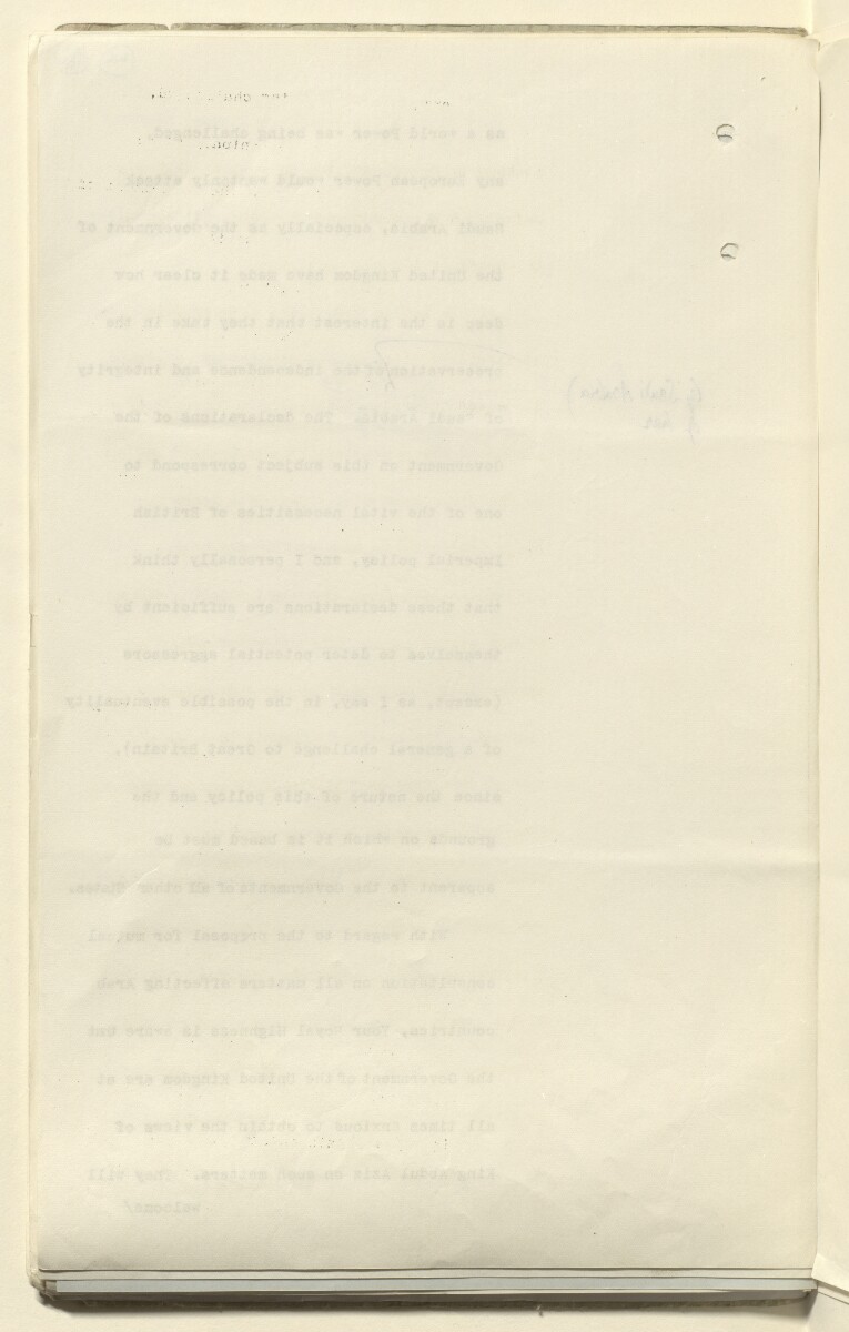 Coll 6/21(2) 'Saudi Arabia: Relations with H.M.G.: Saudi Legation in London and British Minister in Jeddah. Prolongation of Treaty of Jedda.' [&lrm;144v] (288/761)
